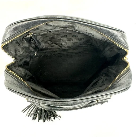 Michael Kors Knox Black Pebbled Leather bag w tassel, gold & leather chain/strap - Picture 16 of 17